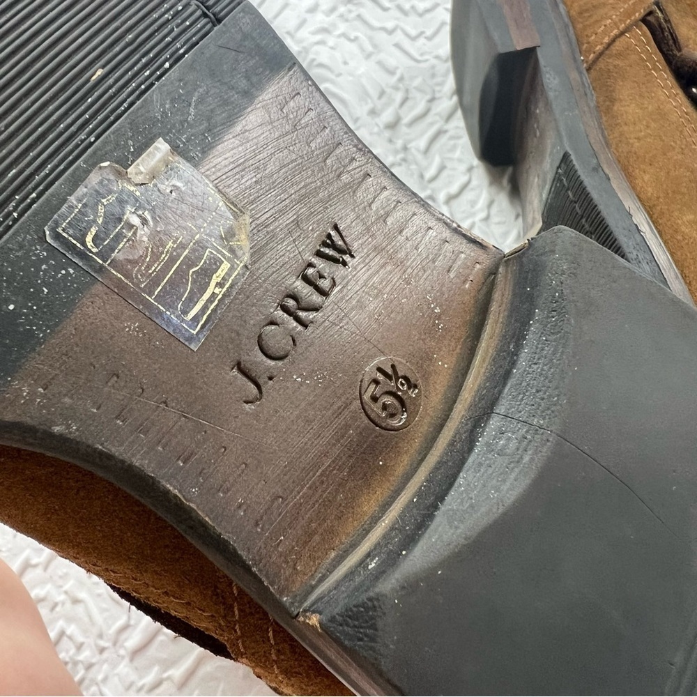 J Crew Boots 5.5 Brown Suede Shoes Biker Moto Buckle Engineer WARM CHESTNUT - Picture 7 of 10